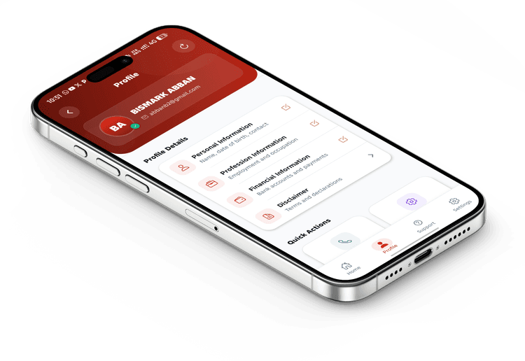 Standard Pensions mobile app profile screen